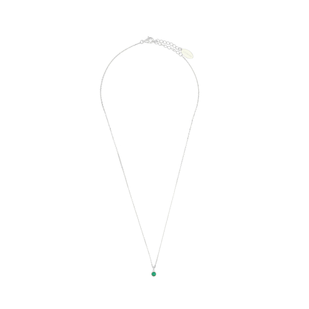 NATURAL GREEN AGATE AND DIAMOND MAY PENDANT SILVER