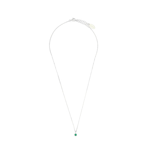 NATURAL GREEN AGATE AND DIAMOND MAY PENDANT SILVER