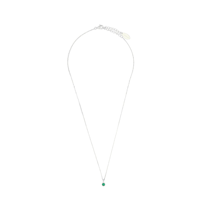 NATURAL GREEN AGATE AND DIAMOND MAY PENDANT SILVER