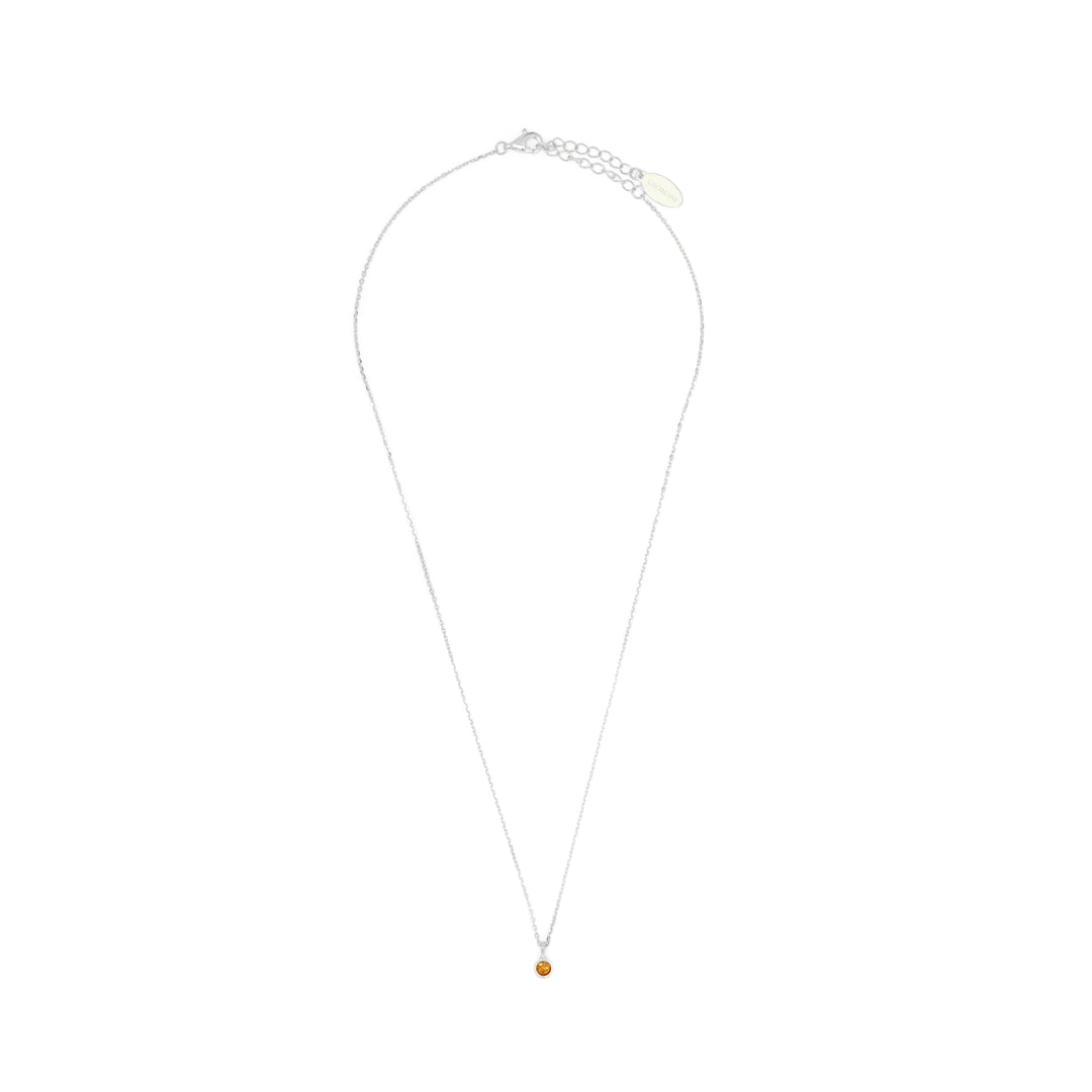 NATURAL CITRINE AND DIAMOND NOVEMBER PENDANT SILVER