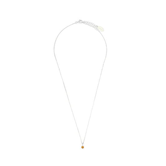 NATURAL CITRINE AND DIAMOND NOVEMBER PENDANT SILVER