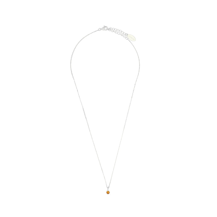 NATURAL CITRINE AND DIAMOND NOVEMBER PENDANT SILVER