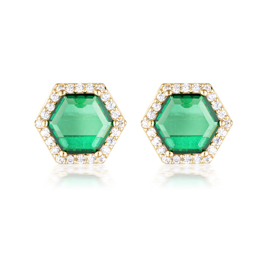 HEXAGON EARRINGS GOLD
