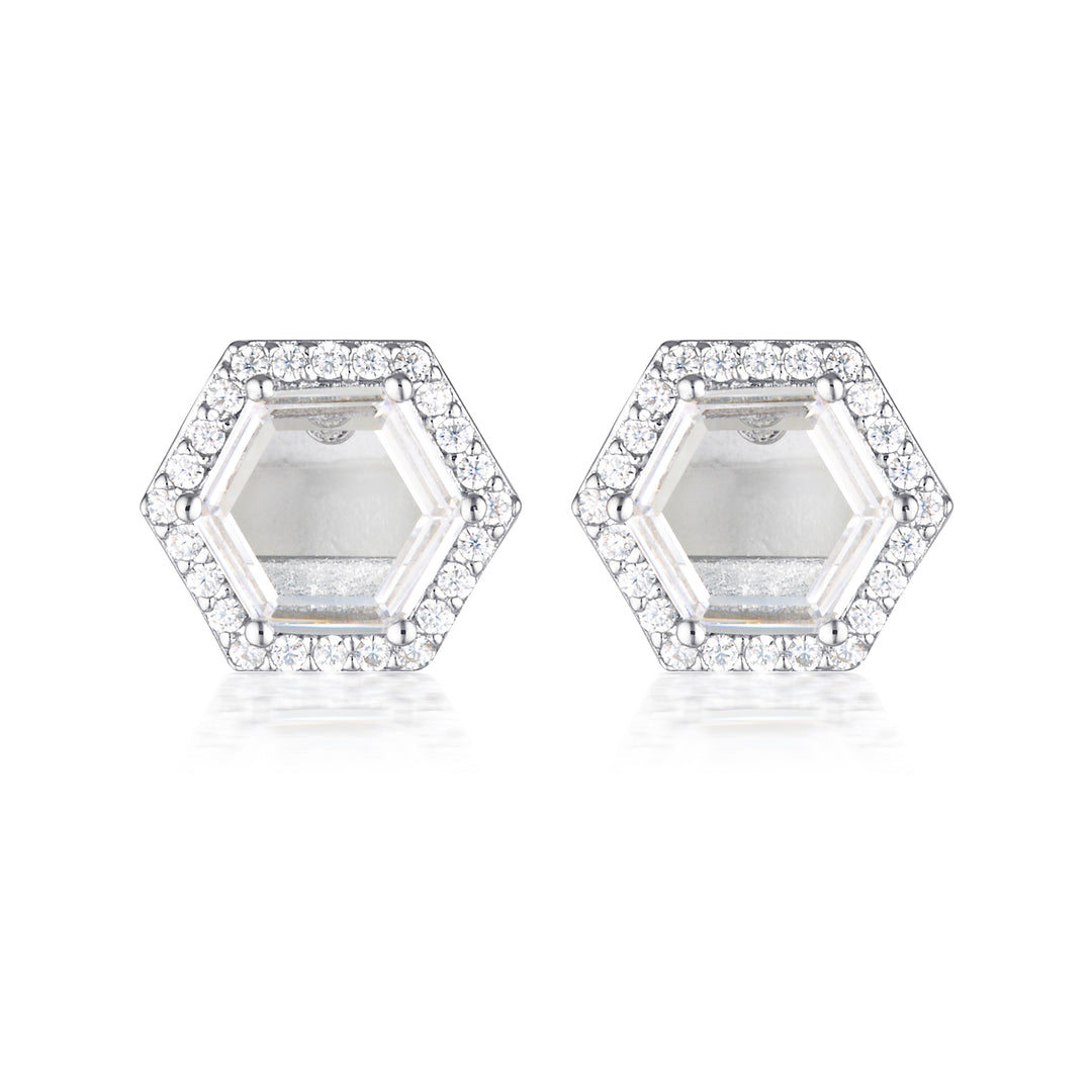 HEXAGON EARRINGS SILVER
