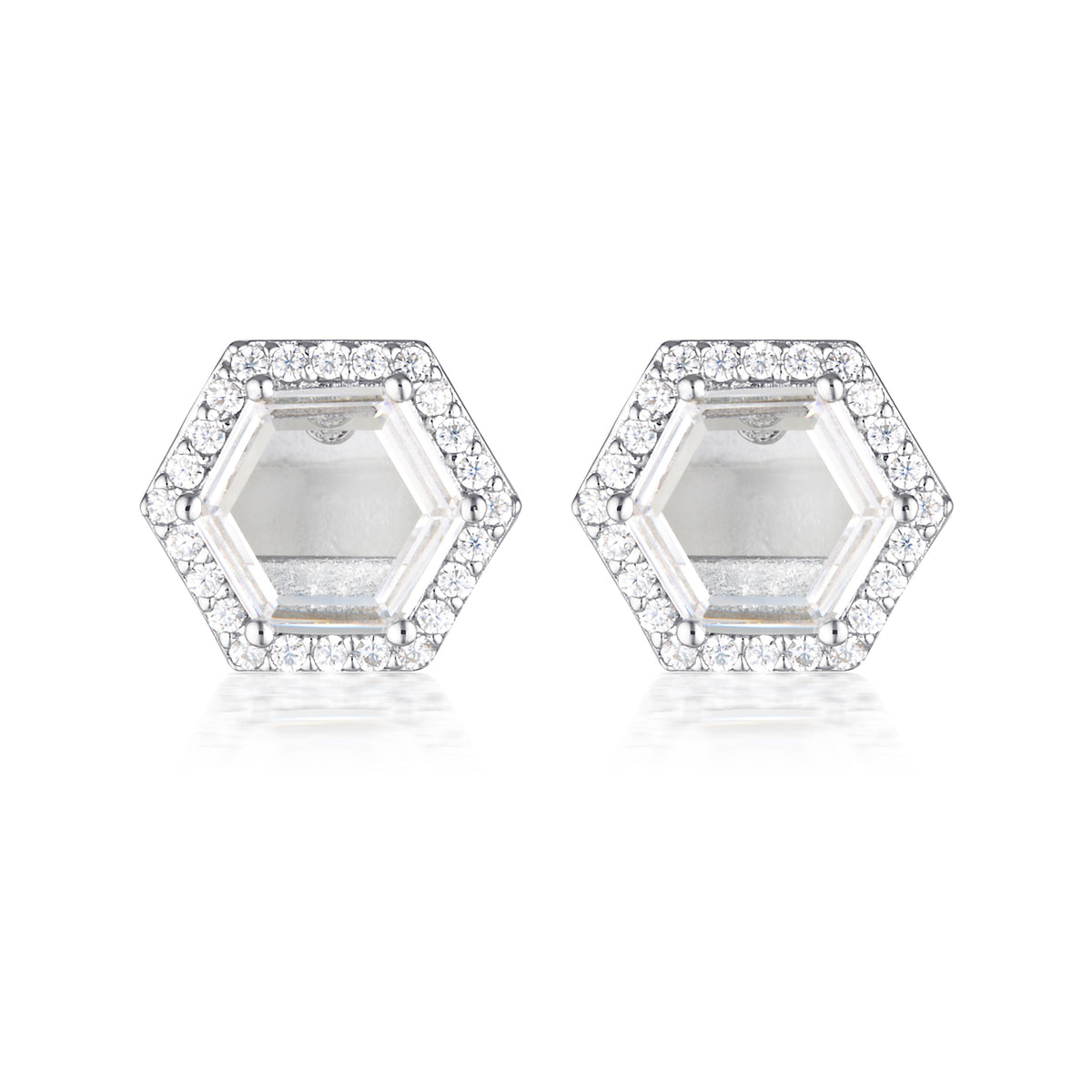 HEXAGON EARRINGS SILVER