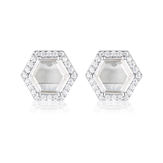 HEXAGON EARRINGS SILVER