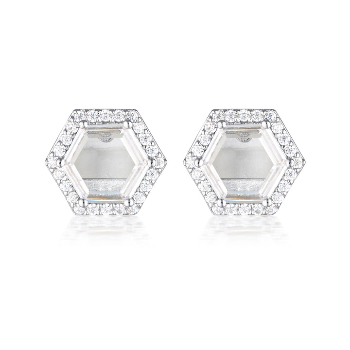 HEXAGON EARRINGS SILVER