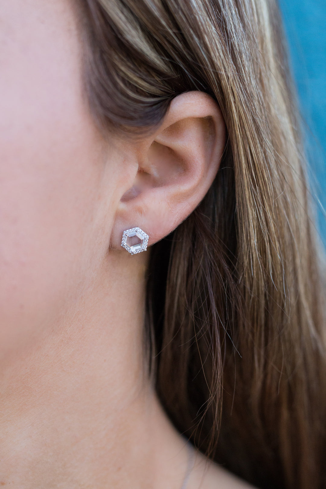HEXAGON EARRINGS SILVER