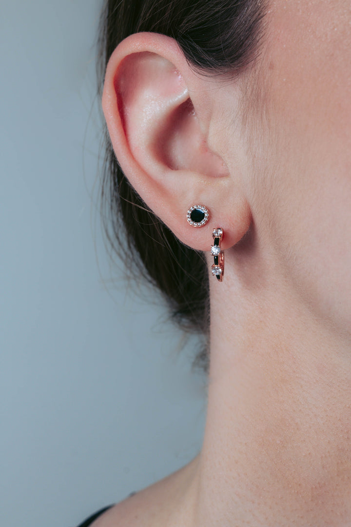 REFLECTION ENAMEL HOOP EARRINGS ROSE GOLD