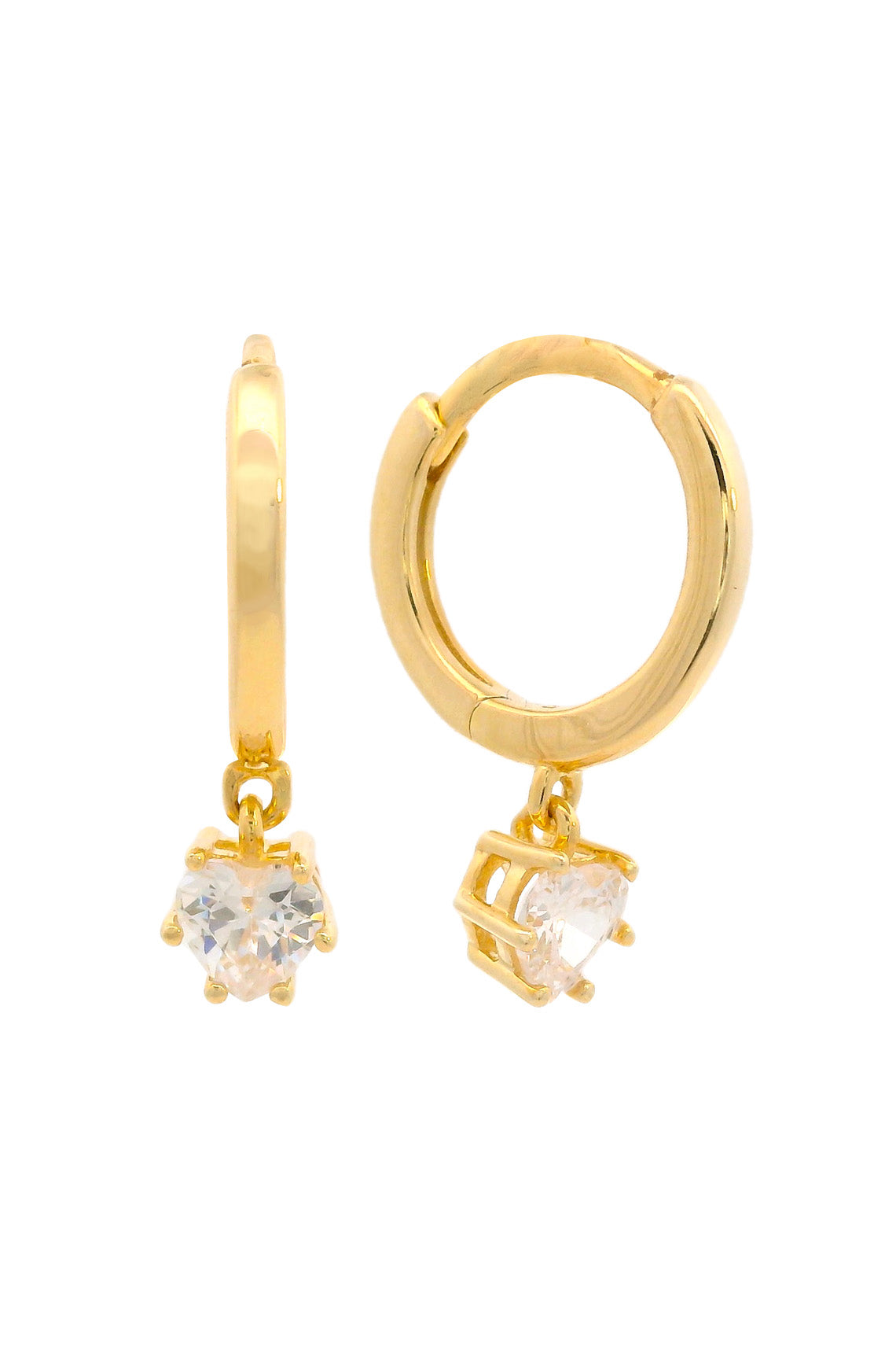 GEORGINI MIDNIGHT VELVET BABY HEART HOOP EARRINGS GOLD