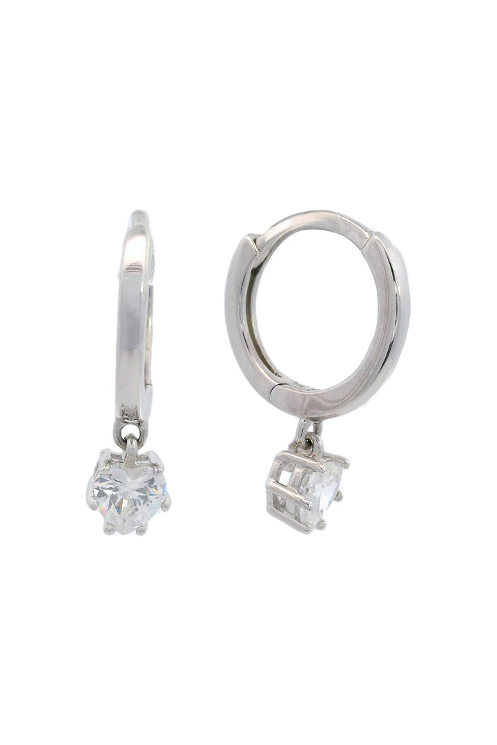 GEORGINI MIDNIGHT VELVET BABY HEART HOOP EARRINGS SILVER