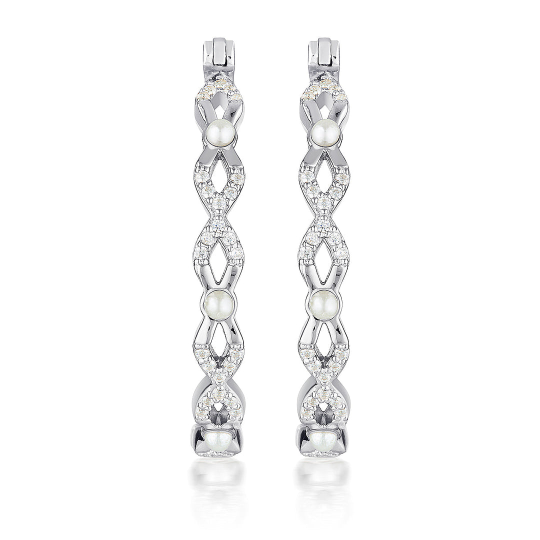 RED CARPET OVATION EARRINGS PEARL/ SILVER