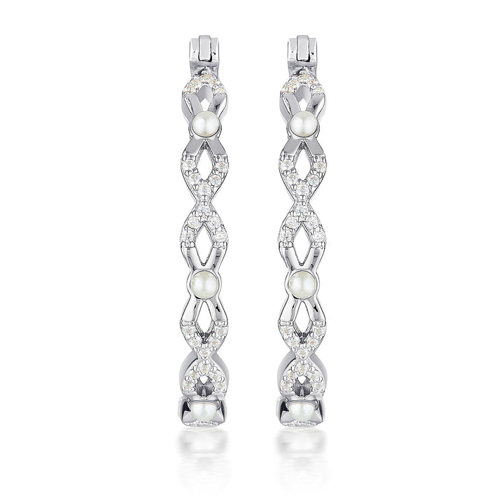 RED CARPET OVATION EARRINGS PEARL/ SILVER
