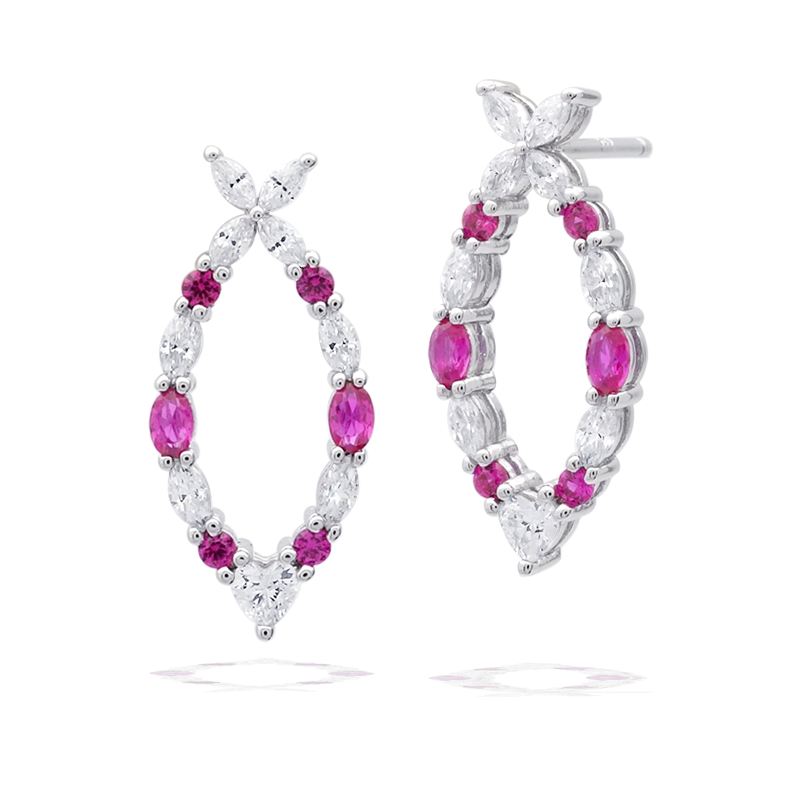 A CHRISTMAS JOURNEY YULE EARRINGS RUBY