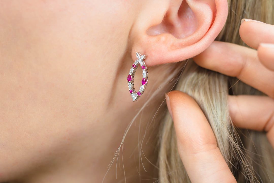 A CHRISTMAS JOURNEY YULE EARRINGS RUBY