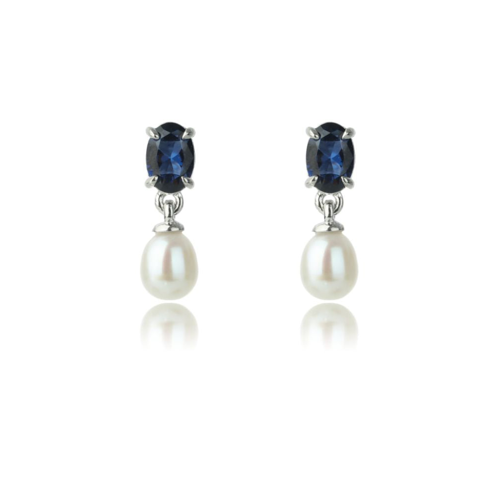 OCEANS WHITSUNDAYS FRESHWATER PEARL EARRINGS SAPPHIRE BLUE