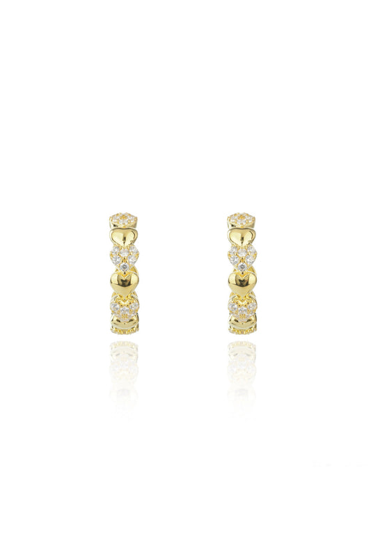 SWEETHEART SPARKLY HEART HOOPS GOLD