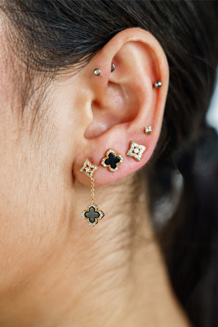 GEORGINI MIDNIGHT VELVET FAIRWATER PETITE EARRINGS GOLD