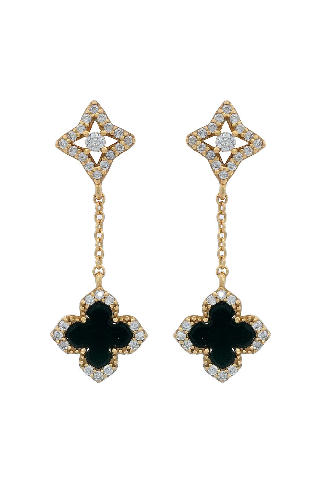 GEORGINI MIDNIGHT VELVET BLACK AGATE FAIRWATER DROP EARRINGS GOLD