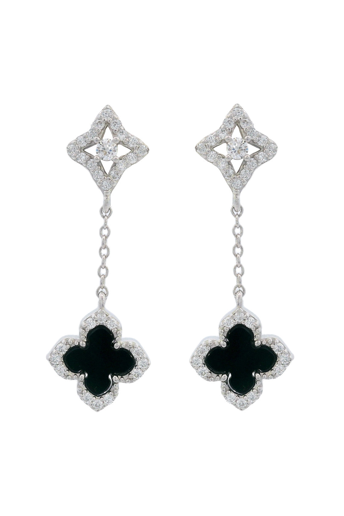 GEORGINI MIDNIGHT VELVET BLACK AGATE FAIRWATER DROP EARRINGS SILVER