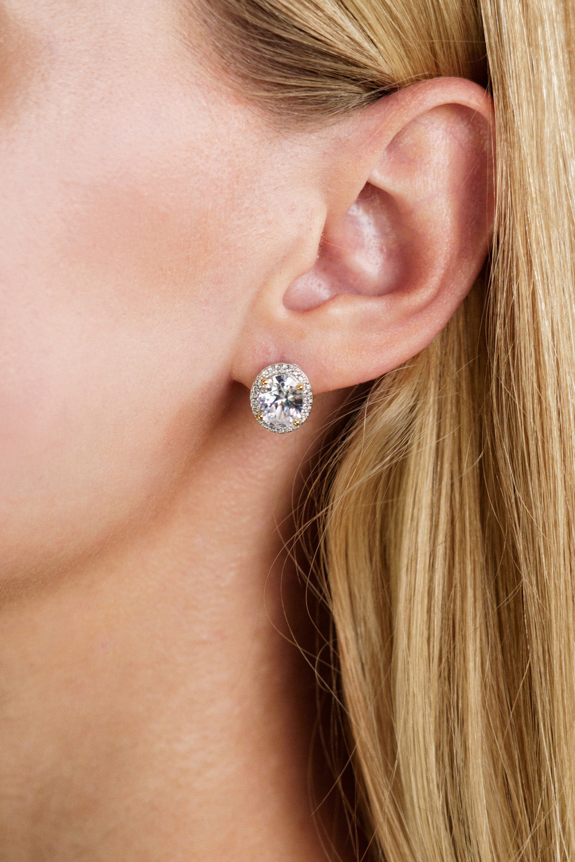 GEORGINI MIDNIGHT VELVET LIMITED EDITION SELENE TWO-TONE MOONLIGHT OVAL EARRINGS