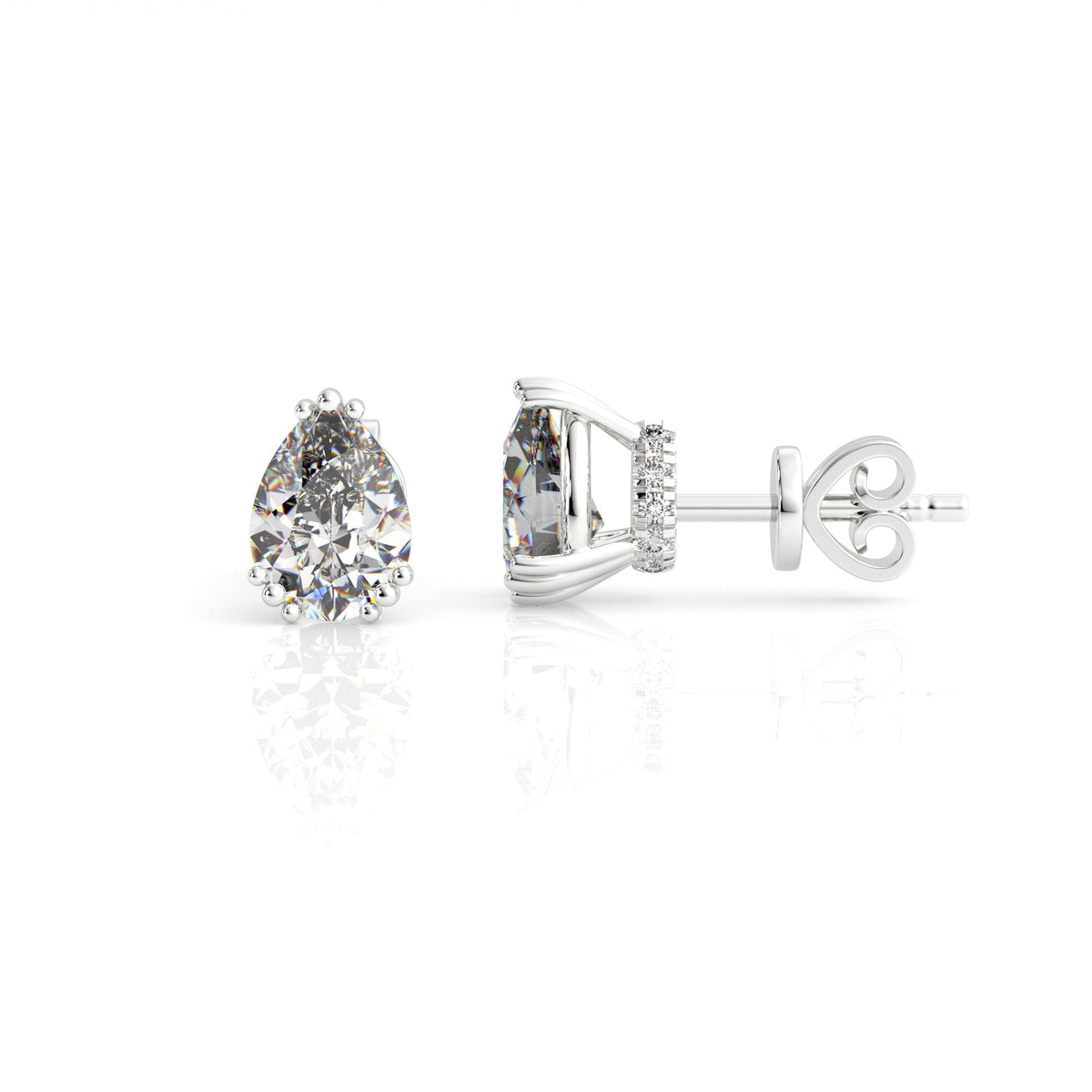 GEORGINI ELEGANT ESSENTIALS 7MM PEAR CUT HIDDEN HALO STUD SILVER