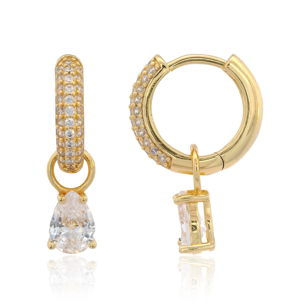 GEORGINI WISTERIA DUO PEAR EARRINGS GOLD