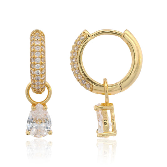 GEORGINI WISTERIA DUO PEAR EARRINGS GOLD