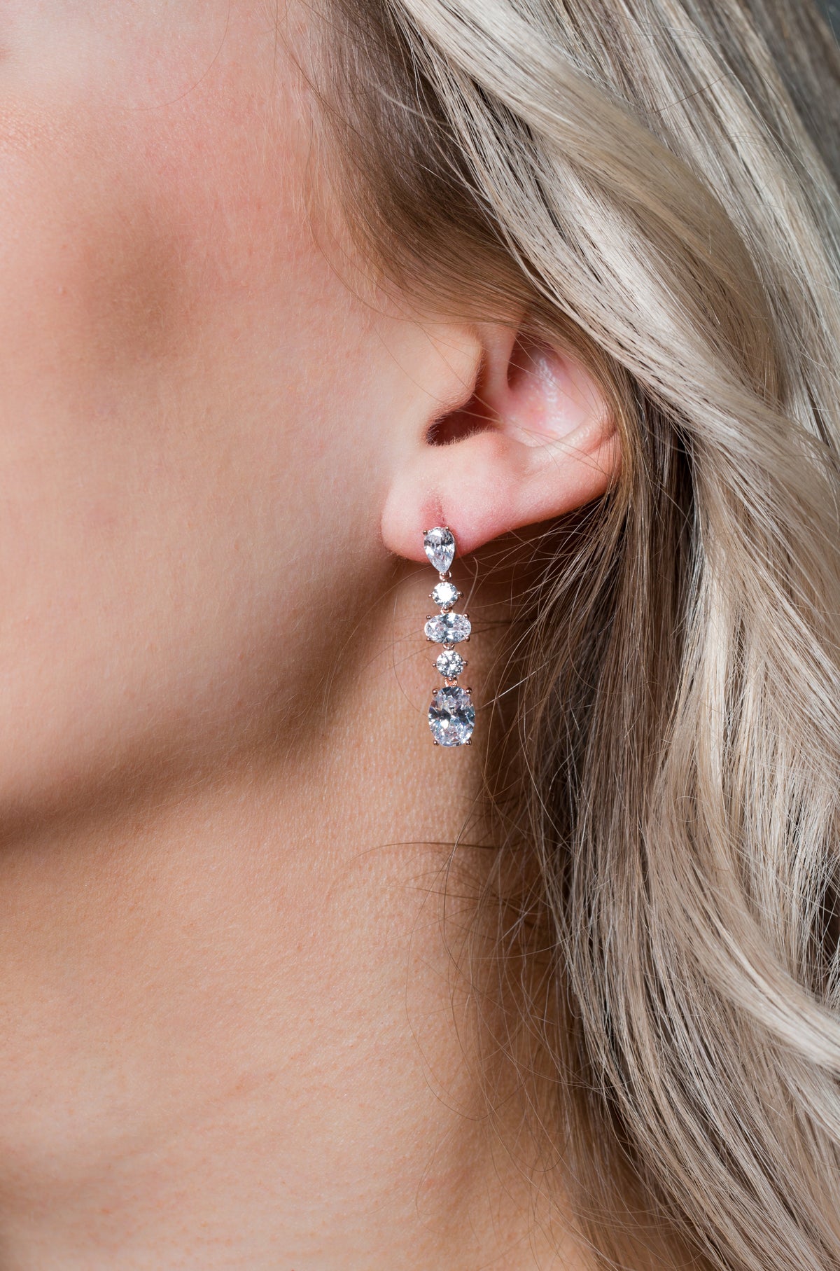 ICONIC BRIDAL CHRISTINA EARRINGS ROSE GOLD
