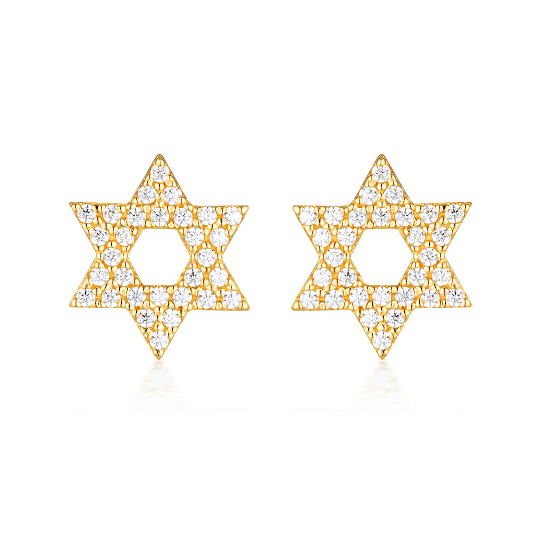 ROCK STAR STAR OF DAVID GOLD EARRINGS
