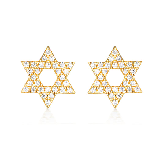 ROCK STAR STAR OF DAVID GOLD EARRINGS