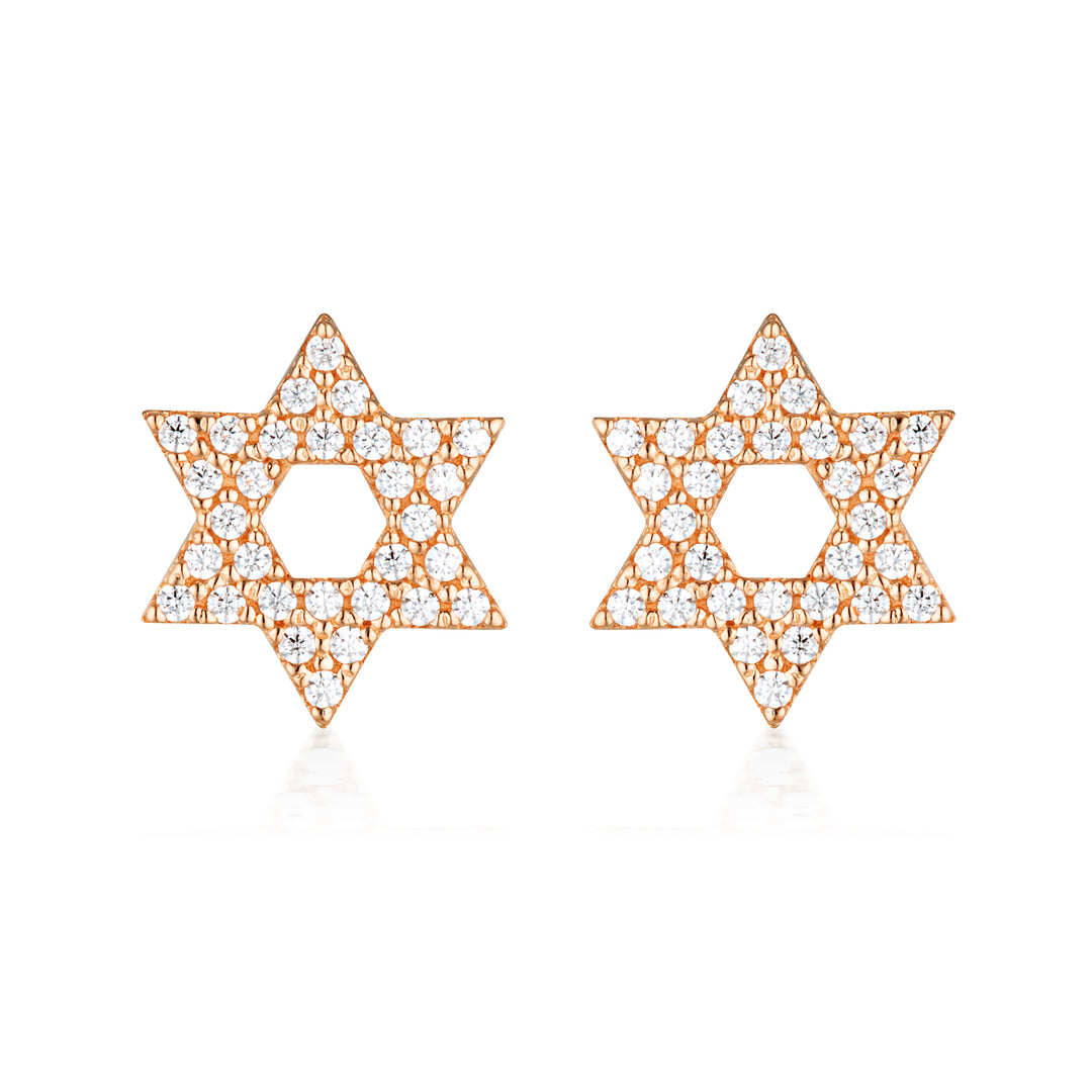 ROCK STAR STAR OF DAVID ROSE GOLD EARRINGS