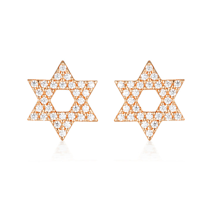 ROCK STAR STAR OF DAVID ROSE GOLD EARRINGS
