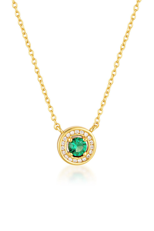 MILESTONE EMERALD HALO PENDANT IN GOLD