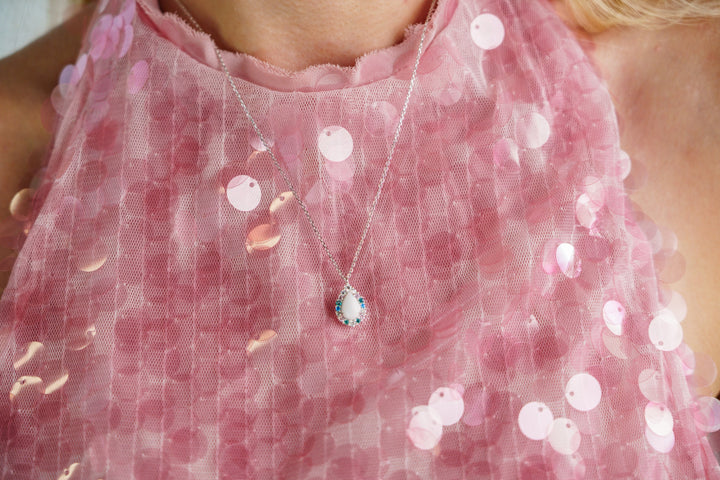 GEORGINI WISTERIA CREATED OPAL FLORIBUNDA PENDANT SILVER