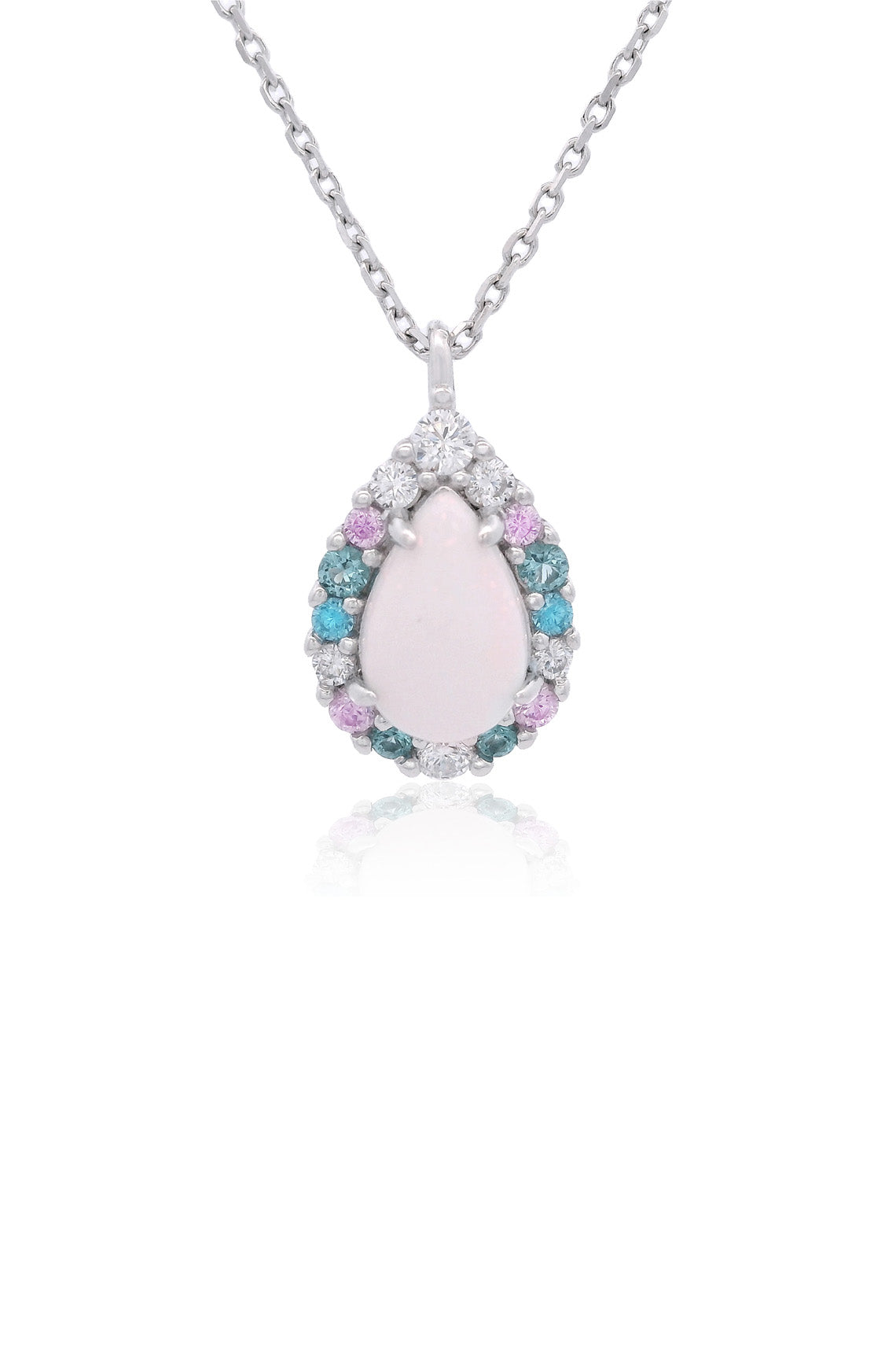 GEORGINI WISTERIA CREATED OPAL FLORIBUNDA PENDANT SILVER
