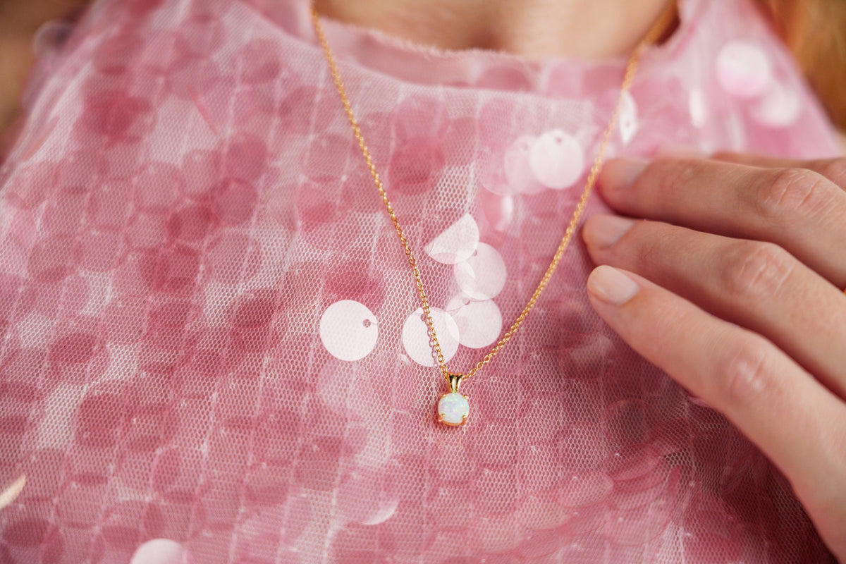 GEORGINI WISTERIA CREATED OPAL PENDANT GOLD