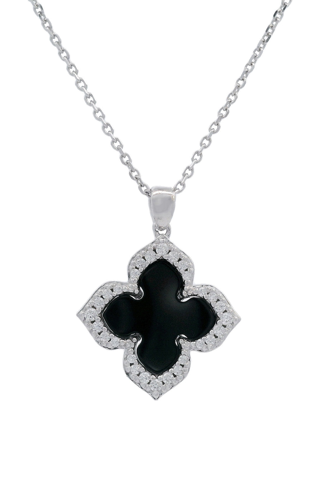 GEORGINI MIDNIGHT VELVET BLACK AGATE FAIRWATER PENDANT SILVER