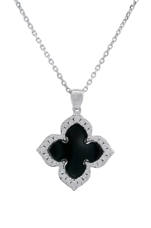 GEORGINI MIDNIGHT VELVET BLACK AGATE FAIRWATER PENDANT SILVER