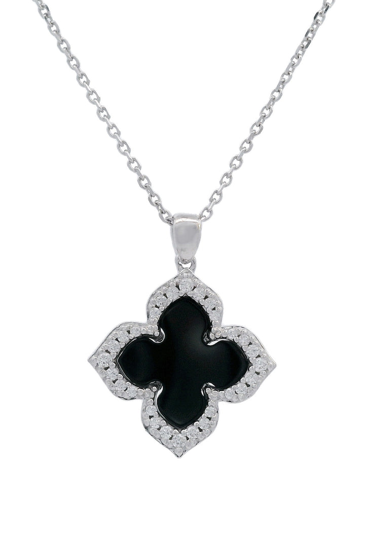 GEORGINI MIDNIGHT VELVET BLACK AGATE FAIRWATER PENDANT SILVER