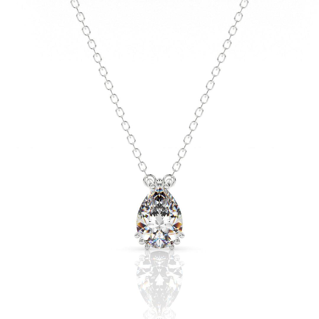 GEORGINI ELEGANT ESSENTIALS 7MM PEAR CUT HIDDEN HALO PENDANT SILVER