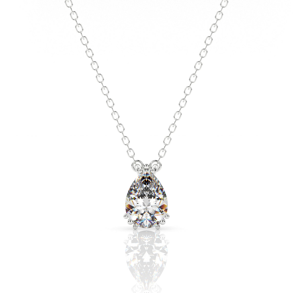 GEORGINI ELEGANT ESSENTIALS 7MM PEAR CUT HIDDEN HALO PENDANT SILVER