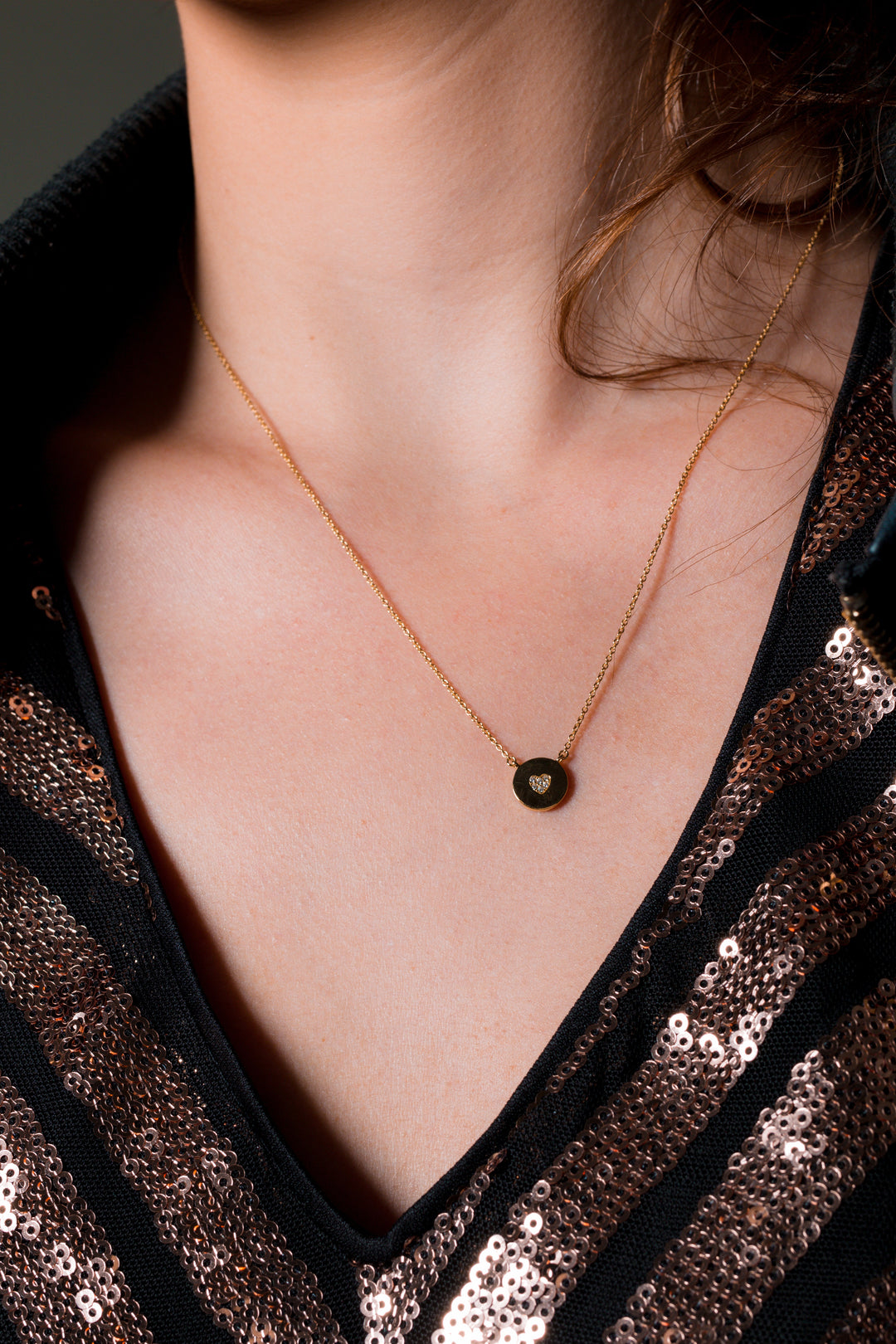 ROCK STAR HEART DISC GOLD PENDANT
