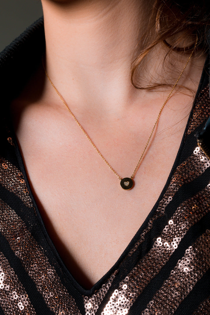 ROCK STAR HEART DISC GOLD PENDANT