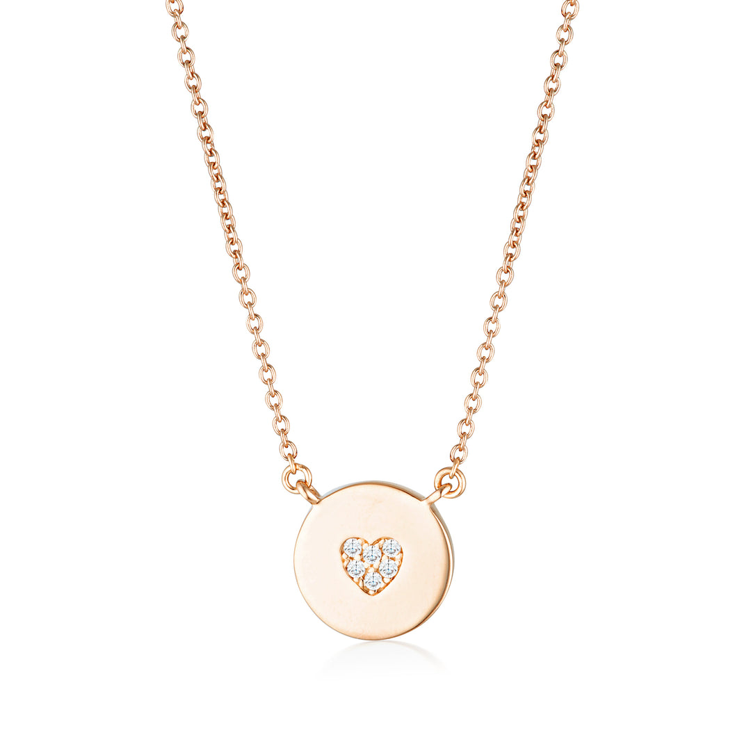 ROCK STAR HEART DISC ROSE GOLD PENDANT