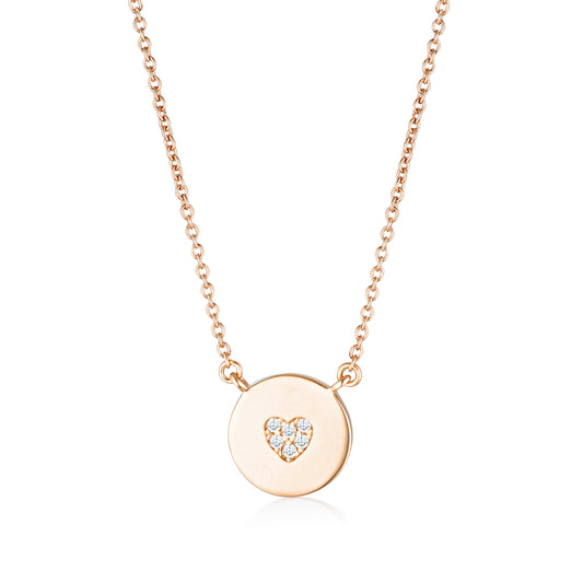 ROCK STAR HEART DISC ROSE GOLD PENDANT