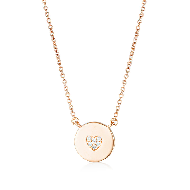 ROCK STAR HEART DISC ROSE GOLD PENDANT