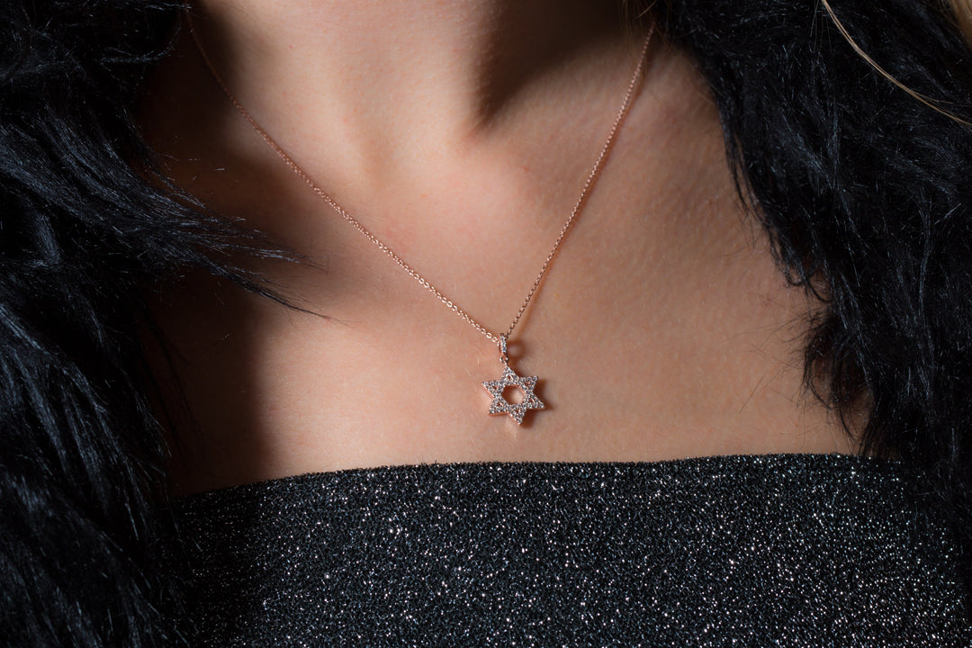 ROCK STAR STAR OF DAVID ROSE GOLD PENDANT