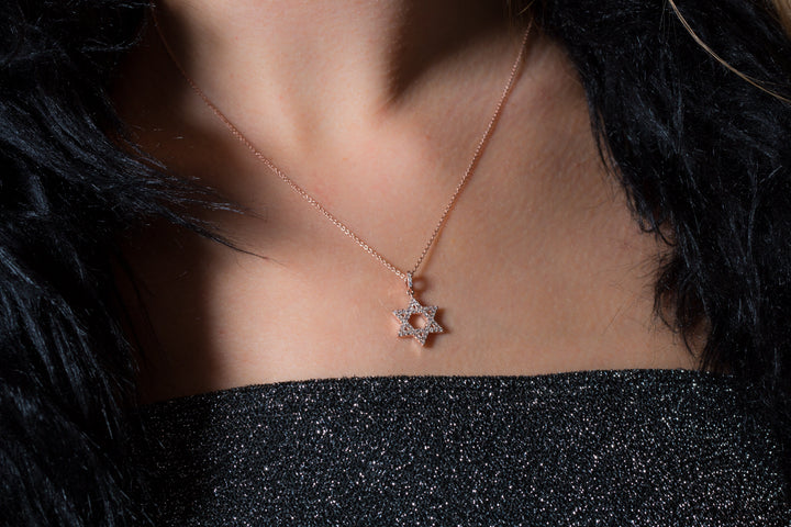 ROCK STAR STAR OF DAVID ROSE GOLD PENDANT