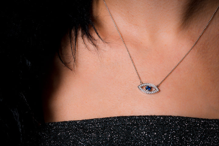 ROCK STAR BLUE EVIL EYE PENDANT SILVER